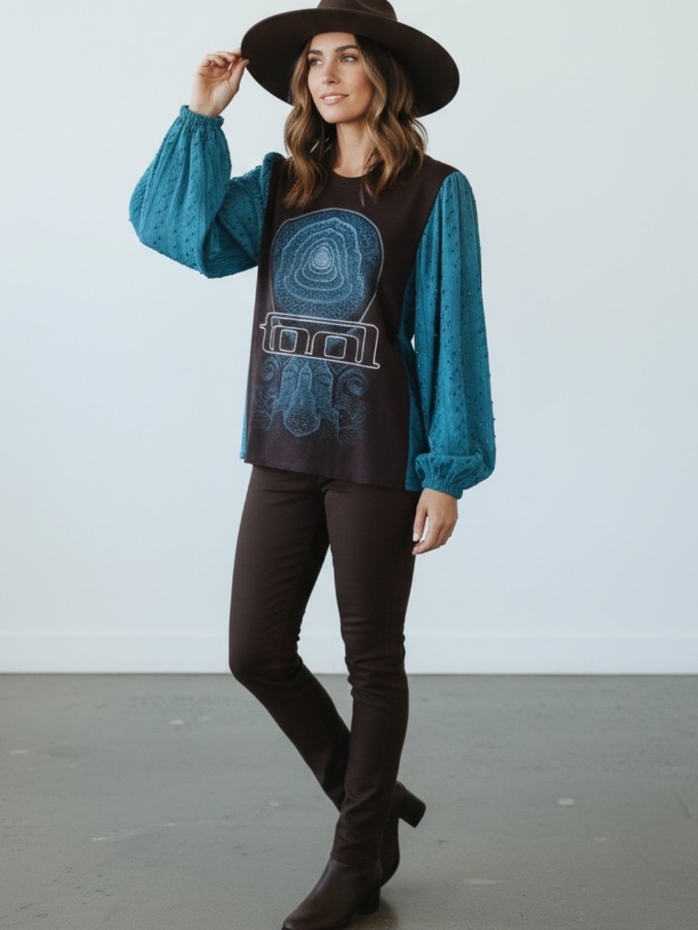 One of a kind “Tool” custom upcycled top
